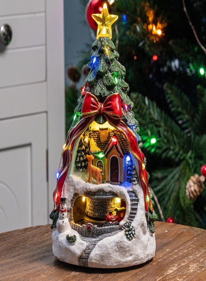 MXwcy Animated Musical Christmas Tree Village - Lighted Figurine with Spinning Santa Train, Plays 8 Holiday Carols, Tabletop Home Decor & Gift - Image 1